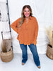 Waffle Knit V - Neck Top In Pumpkin - Whiskey Skies - ANDREE BY UNIT
