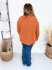 Waffle Knit V - Neck Top In Pumpkin - Whiskey Skies - ANDREE BY UNIT