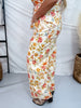 Warm Toned Floral Print Scalloped Edge Cropped Pants - Whiskey Skies - POLAGRAM + BAEVELY