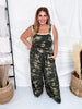 Washed Camo WIde Leg Paint Splatter Overalls - Whiskey Skies - BLUEVELVET