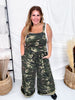 Washed Camo WIde Leg Paint Splatter Overalls - Whiskey Skies - BLUEVELVET