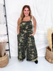 Washed Camo WIde Leg Paint Splatter Overalls - Whiskey Skies - BLUEVELVET