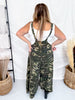 Washed Camo WIde Leg Paint Splatter Overalls - Whiskey Skies - BLUEVELVET