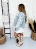 Washed Checker Denim Distressed Hem Jacket - Whiskey Skies - BIBI