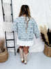 Washed Checker Denim Distressed Hem Jacket - Whiskey Skies - BIBI