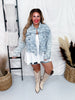 Washed Checker Denim Distressed Hem Jacket - Whiskey Skies - BIBI