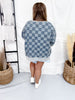 Washed Checker Denim Open Seam Detail Short Sleeve Top - Whiskey Skies - BIBI