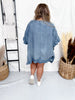Washed Denim Open Ruffle Kimono - Whiskey Skies - EASEL