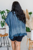 Washed Denim Open Ruffle Kimono - Whiskey Skies - EASEL