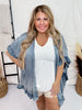 Washed Denim Open Ruffle Kimono - Whiskey Skies - EASEL