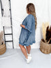 Washed Denim Open Ruffle Kimono - Whiskey Skies - EASEL