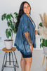 Washed Denim Open Ruffle Kimono - Whiskey Skies - EASEL