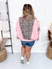 Washed Leopard And Light Denim Mixed Loose Top With Contrast Stitching - Whiskey Skies - BIBI