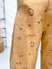 Washed Taupe Barrel Pants With Western Print - Whiskey Skies - ODDI