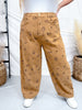 Washed Taupe Barrel Pants With Western Print - Whiskey Skies - ODDI