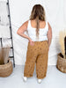 Washed Taupe Barrel Pants With Western Print - Whiskey Skies - ODDI