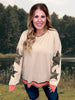 Washed Taupe Colorblock Top With Camo Star Patches FINAL SALE - Whiskey Skies - ODDI