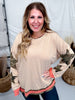 Washed Taupe Colorblock Top With Camo Star Patches - Whiskey Skies - ODDI