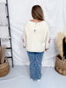 Washed Terry Pullover With Lace & Floral Embellishments in Cream - Whiskey Skies - EASEL