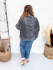 Washed Vintage Cable Knit Charcoal Cardigan - Whiskey Skies - SWEET GENERIS