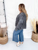 Washed Vintage Cable Knit Charcoal Cardigan - Whiskey Skies - SWEET GENERIS