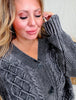 Washed Vintage Cable Knit Charcoal Cardigan - Whiskey Skies - SWEET GENERIS