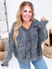 Washed Vintage Cable Knit Charcoal Cardigan - Whiskey Skies - SWEET GENERIS
