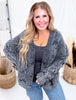 Washed Vintage Cable Knit Charcoal Cardigan - Whiskey Skies - SWEET GENERIS