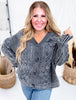 Washed Vintage Cable Knit Charcoal Cardigan - Whiskey Skies - SWEET GENERIS