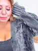 Washed Vintage Cable Knit Charcoal Cardigan - Whiskey Skies - SWEET GENERIS
