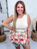 Watercolor Floral Print Sleeveless Bubble Hem Peplum Top - Whiskey Skies - BIBI