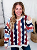 Wavy Pattern Multi Color Long Sleeve Sweater Top - Whiskey Skies - J.NNA