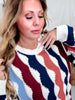 Wavy Pattern Multi Color Long Sleeve Sweater Top - Whiskey Skies - J.NNA