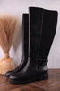 We Ride At Dawn Black Faux Leather Knee High Boots - Whiskey Skies - CORKYS FOOTWEAR