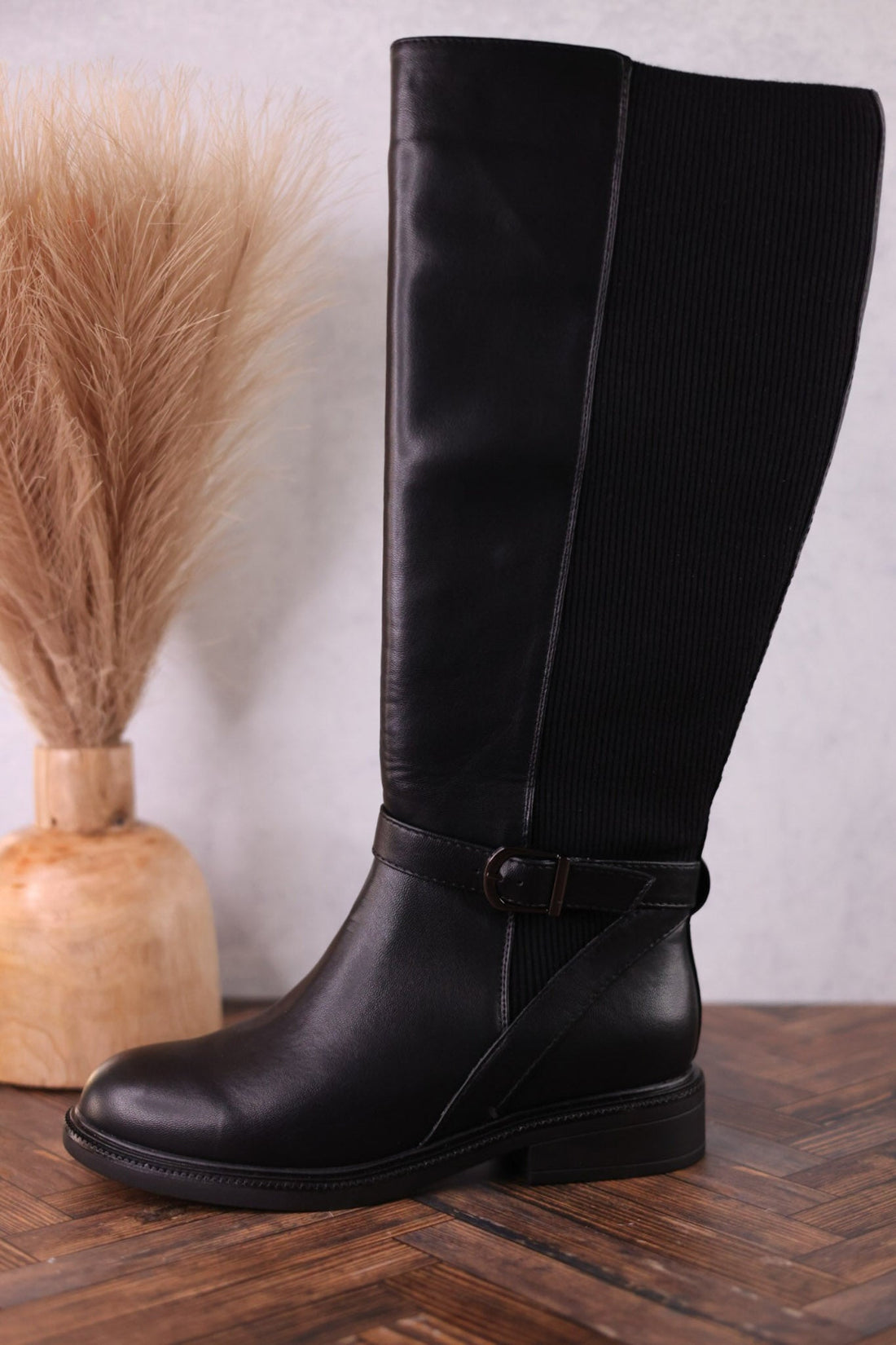 We Ride At Dawn Black Faux Leather Knee High Boots - Whiskey Skies - CORKYS FOOTWEAR
