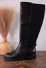 We Ride At Dawn Black Faux Leather Knee High Boots - Whiskey Skies - CORKYS FOOTWEAR