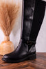 We Ride At Dawn Black Faux Leather Knee High Boots - Whiskey Skies - CORKYS FOOTWEAR