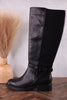 We Ride At Dawn Black Faux Leather Knee High Boots - Whiskey Skies - CORKYS FOOTWEAR