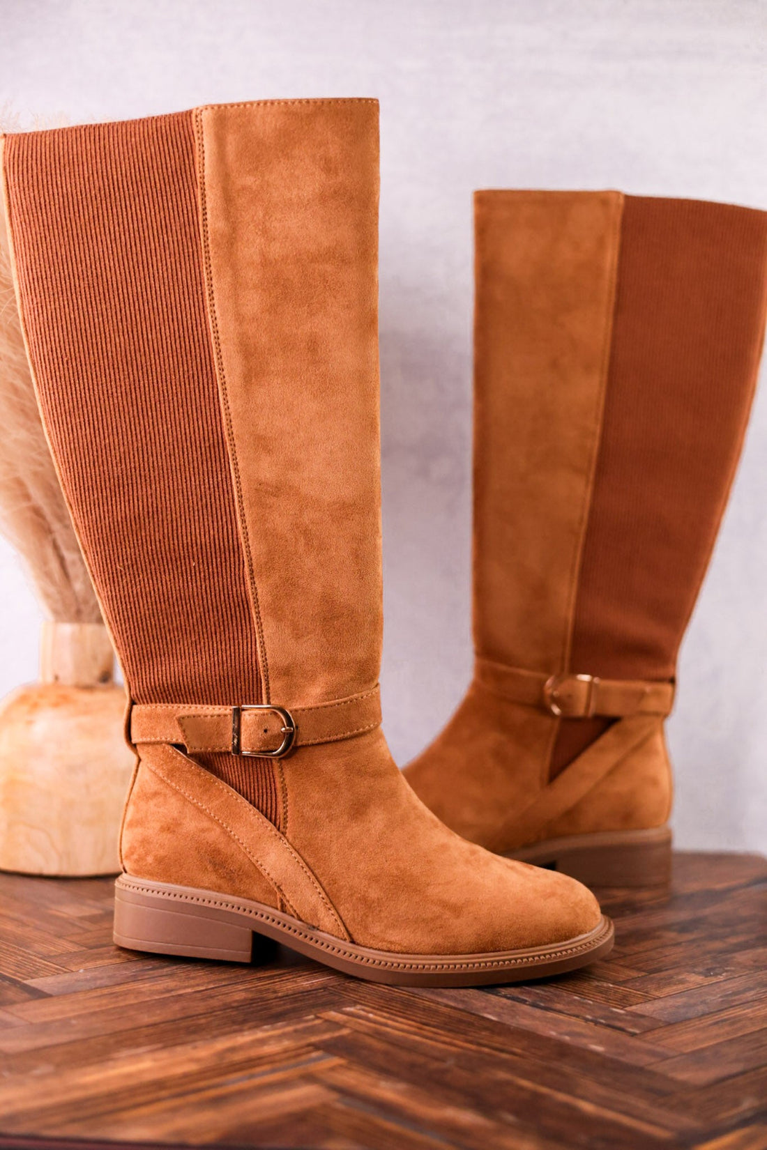 We Ride At Dawn Camel Faux Suede Knee High Boots - Whiskey Skies - CORKYS FOOTWEAR