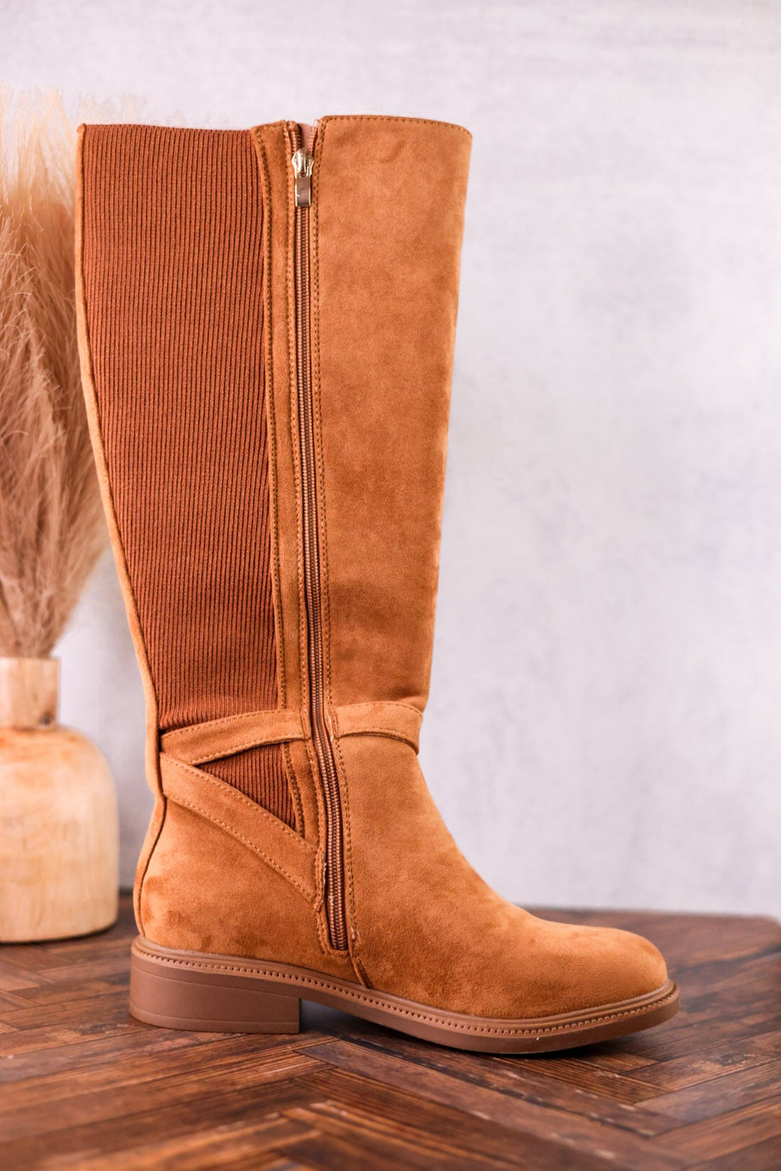 We Ride At Dawn Camel Faux Suede Knee High Boots - Whiskey Skies - CORKYS FOOTWEAR