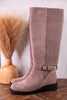 We Ride At Dawn Knee High Faux Suede Boots In Gray - Whiskey Skies - CORKYS FOOTWEAR