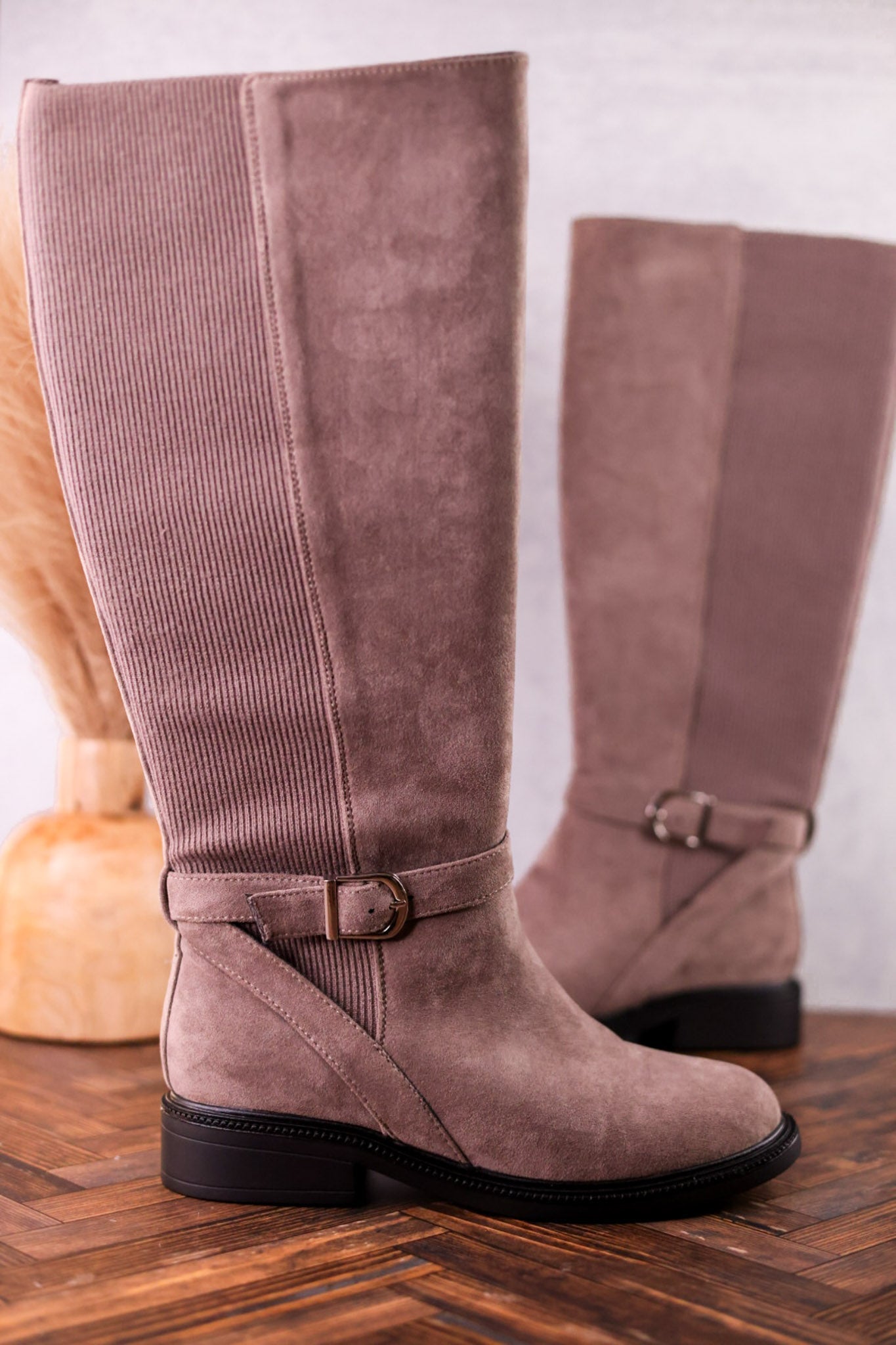 We Ride At Dawn Knee High Faux Suede Boots In Gray - Whiskey Skies - CORKYS FOOTWEAR