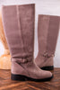 We Ride At Dawn Knee High Faux Suede Boots In Gray - Whiskey Skies - CORKYS FOOTWEAR