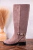 We Ride At Dawn Knee High Faux Suede Boots In Gray - Whiskey Skies - CORKYS FOOTWEAR