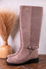 We Ride At Dawn Knee High Faux Suede Boots In Gray - Whiskey Skies - CORKYS FOOTWEAR