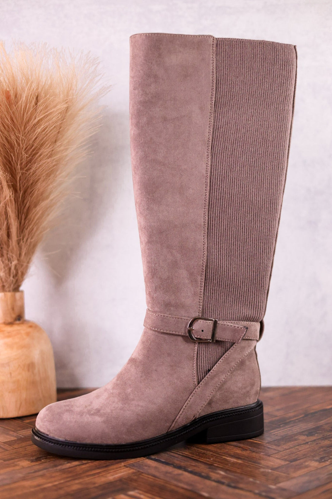 We Ride At Dawn Knee High Faux Suede Boots In Gray - Whiskey Skies - CORKYS FOOTWEAR