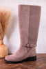 We Ride At Dawn Knee High Faux Suede Boots In Gray - Whiskey Skies - CORKYS FOOTWEAR