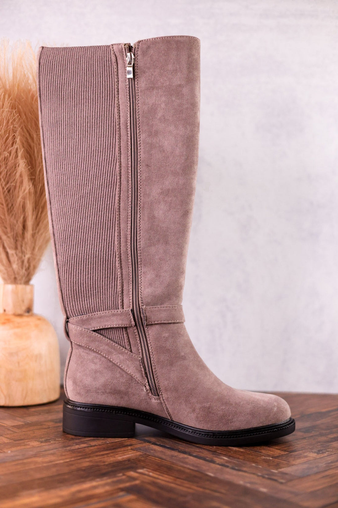 We Ride At Dawn Knee High Faux Suede Boots In Gray - Whiskey Skies - CORKYS FOOTWEAR