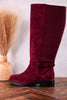 We Ride At Dawn Knee High Wine Red Faux Suede Boots - Whiskey Skies - CORKYS FOOTWEAR