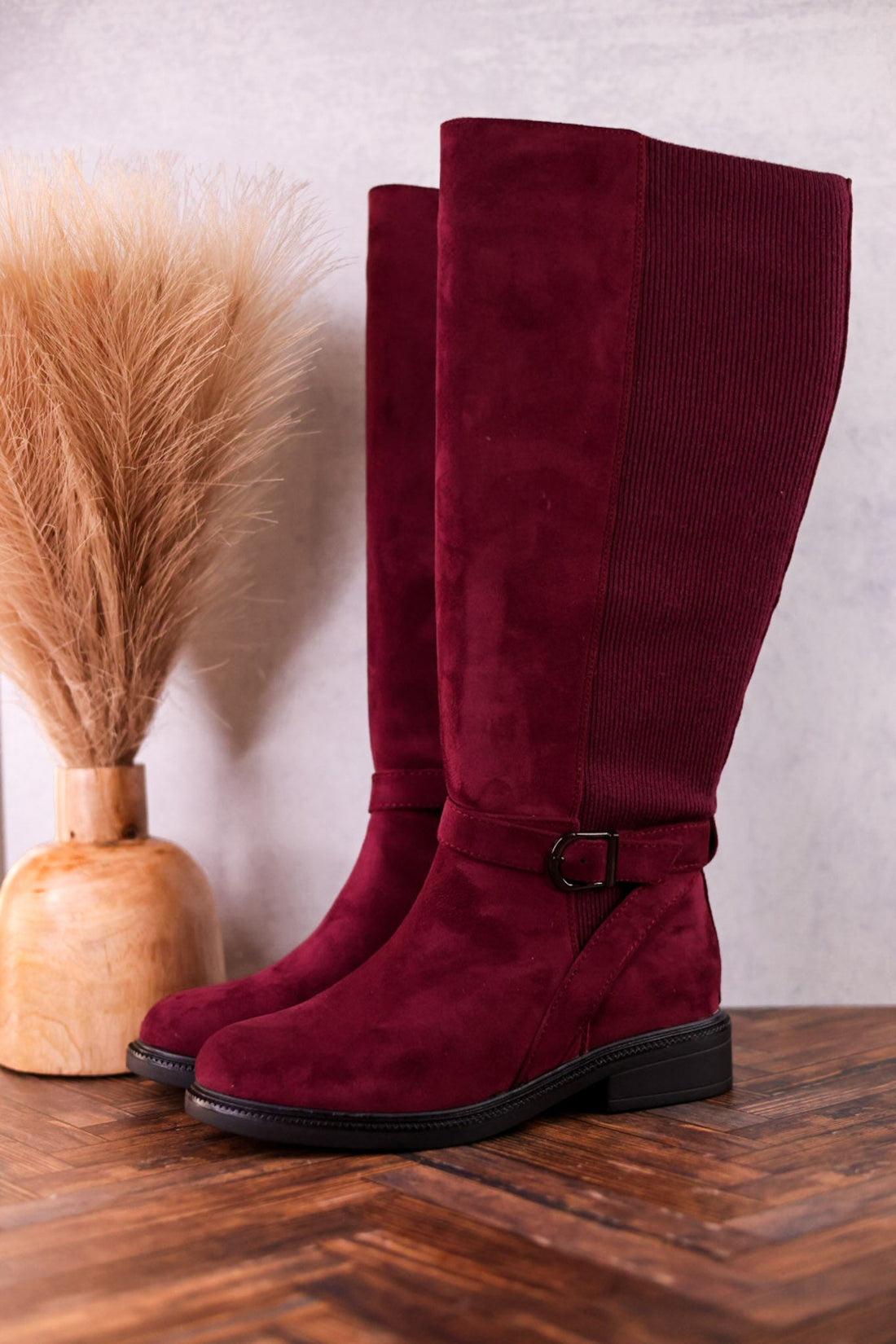 We Ride At Dawn Knee High Wine Red Faux Suede Boots - Whiskey Skies - CORKYS FOOTWEAR